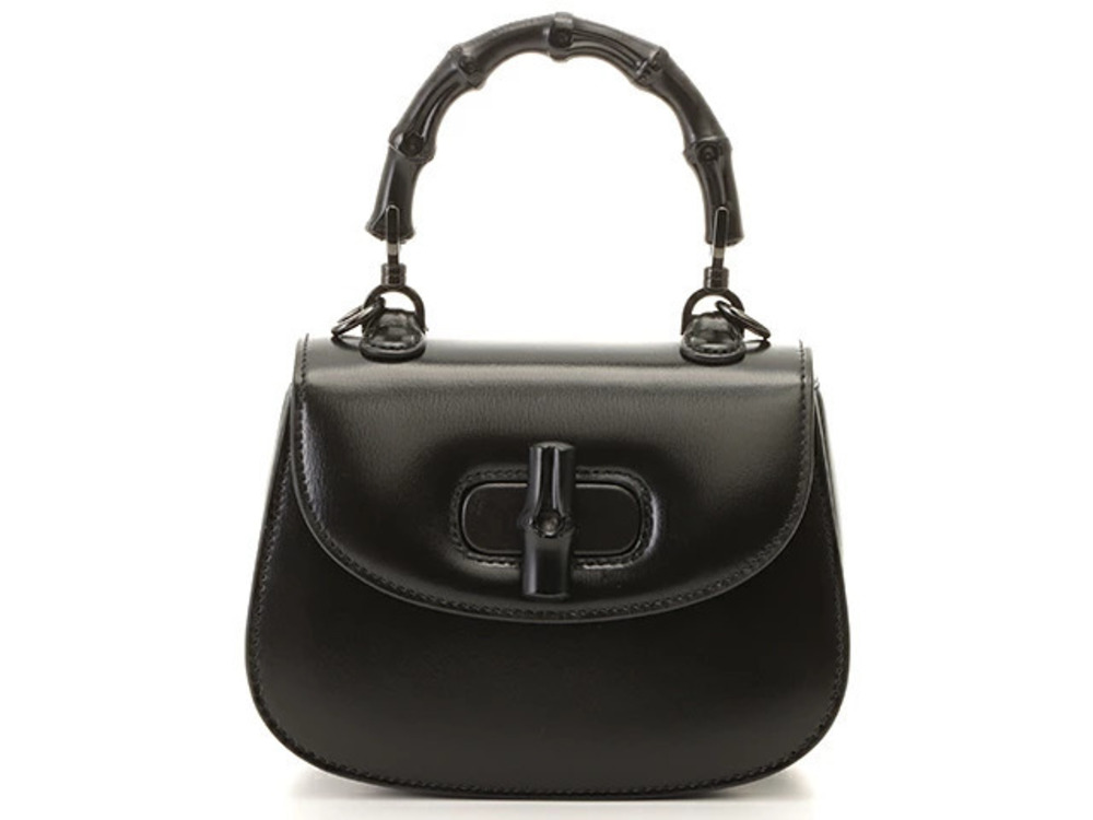 Gucci Bamboo Top Handle Bag Black Leather